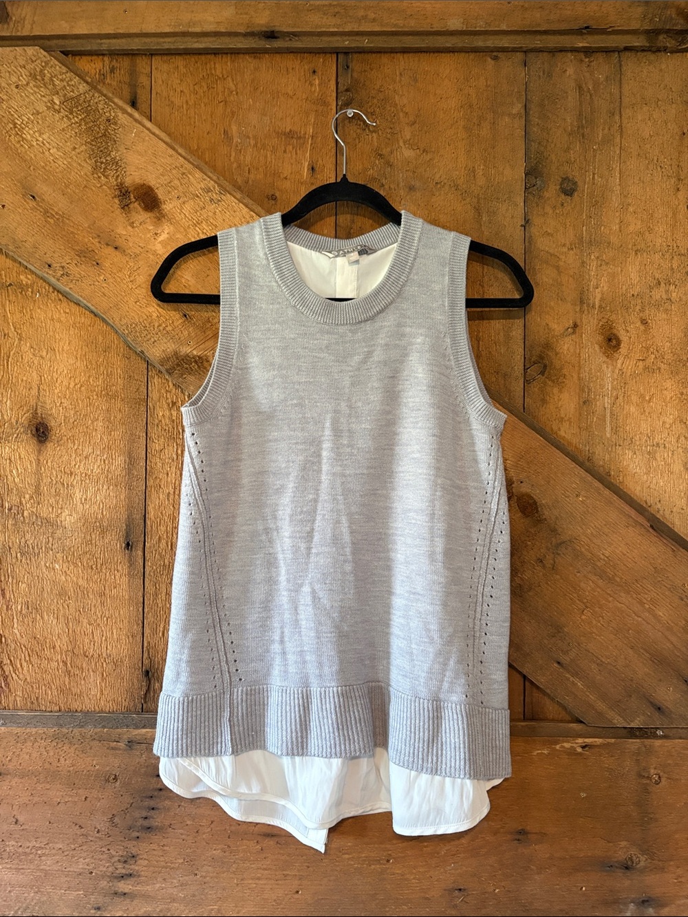 Sleeveless Layered Knit Top in Light Gray